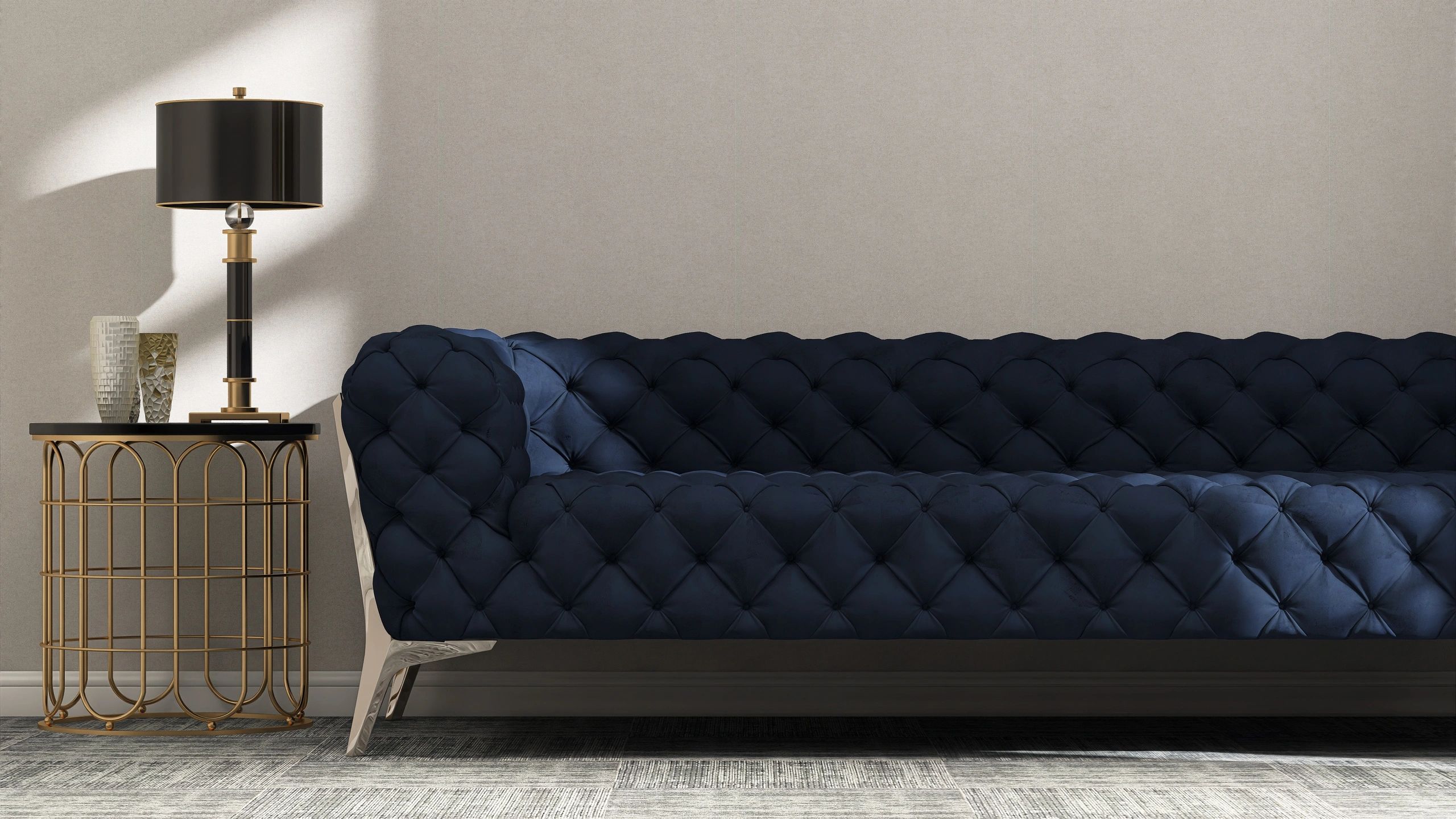 Finished upholstered sofa in a refined interior